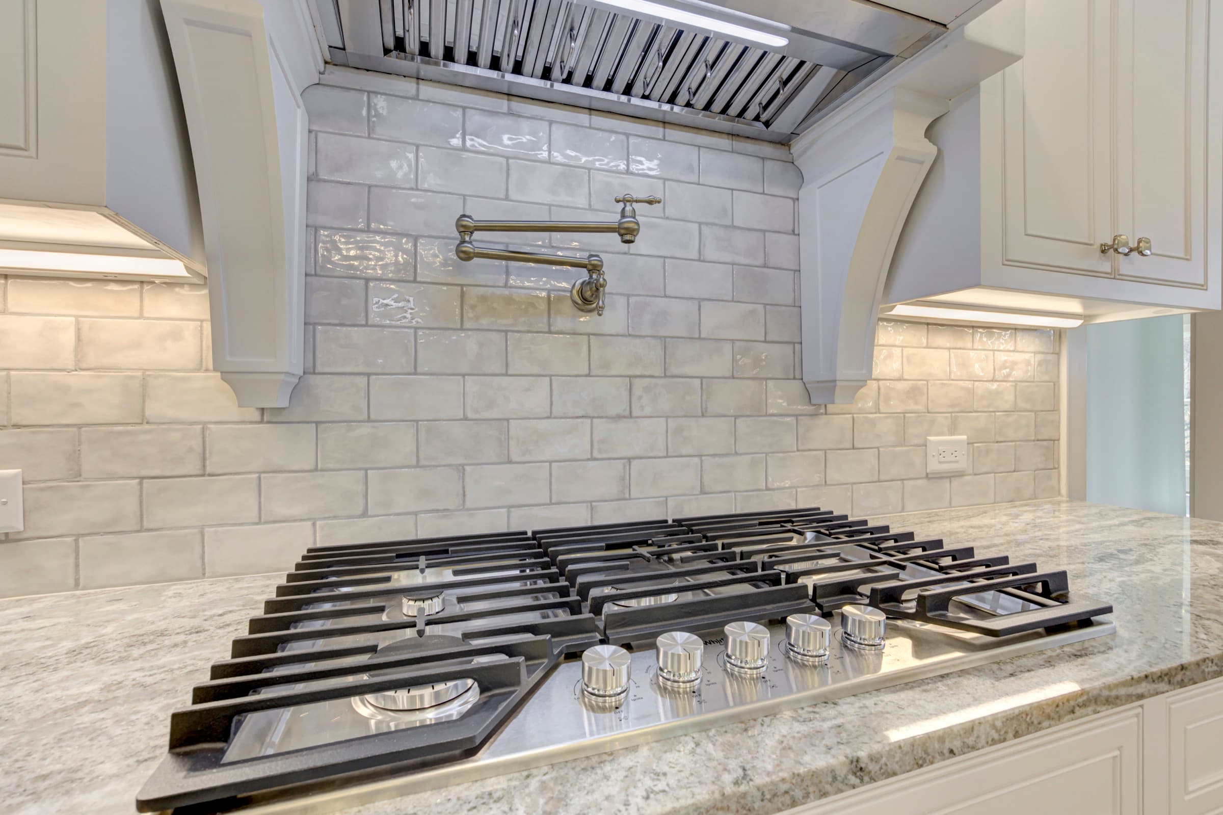 Craft detail: A gas cooktop set into honed marble