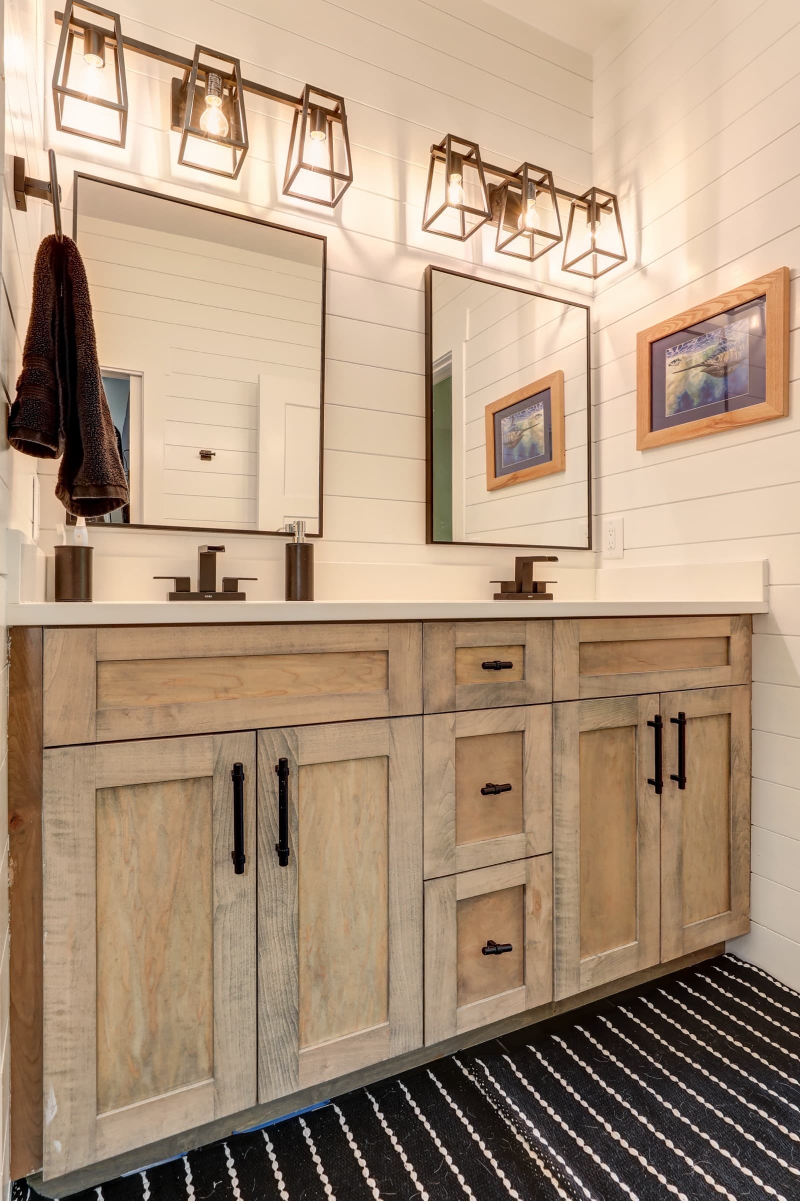Craft detail: A furniture-style double vanity in white oak
